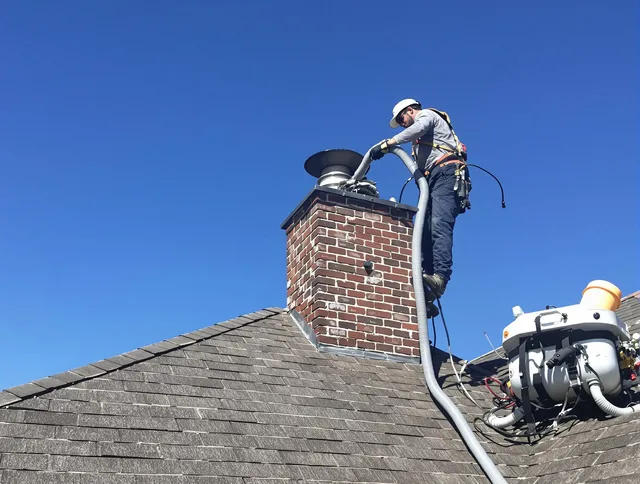 Dedicated Fort Collins Chimney Sweep team member cleaning a chimney in Fort Collins, CO