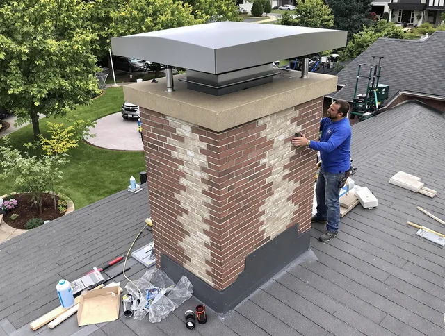 Fort Collins Chimney Sweep team working on a custom chimney remodel in Fort Collins, CO