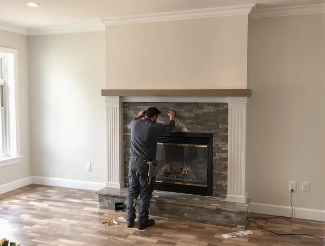 Fort Collins Chimney Sweep finishing a custom fireplace install in Fort Collins, CO